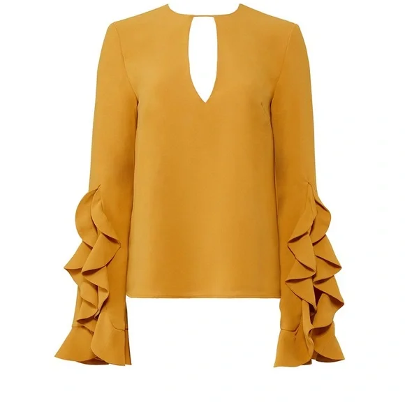 C/MEO Collective Golden Ruffle Sleeve Blouse - Picture 6 of 6